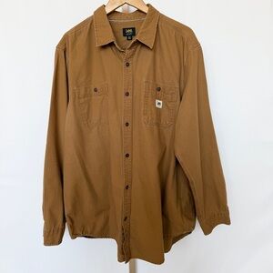 Lee Men's XXL Khaki Long Sleeve Button-Up Shirt Casual Cotton Western Outdoors